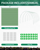 50 PCS Rust-Free Garden Hoops for Raised Beds With Garden Netting Clips