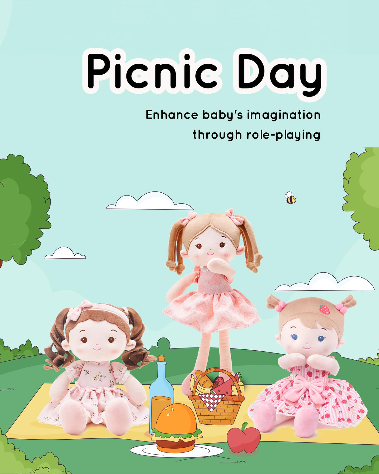 LeyaDoll Soft Baby Doll Toys (16''), My First Baby Rag Doll for 1 Year-Old Girl Birthday Gift, Christmas Plush Toys Gift for Toddler Kids Infants -Princess Breeze