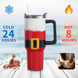 Aokoyi Christmas Gifts 40 Oz Tumbler with Handle and Straw, Red Xmas Santa Claus Clothes Stainless Steel Insulated Cup Water Bottle, Holiday Gifts for Women Men (1PC)