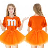FONYFA Letter M Halloween Costumes T-Shirt Tutu Skirts, Team Group T-Shirt, Funny Costumes for Halloween Christmas Party Costume