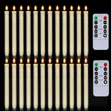 Homemory 24 Pcs Flameless Taper Candles with Remote, Timer, Dimmer, Plastic Battery Operated CandleSticks, Ivory Led Window Candles with Flickering Light, 9.6 Inches for Halloween Christmas Decoration