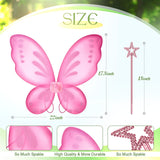 Sratte Fairy Princess Butterfly Wings Girls Kids Butterfly Costumes Set Star Wands Adults Christmas Birthday Party(Pink)