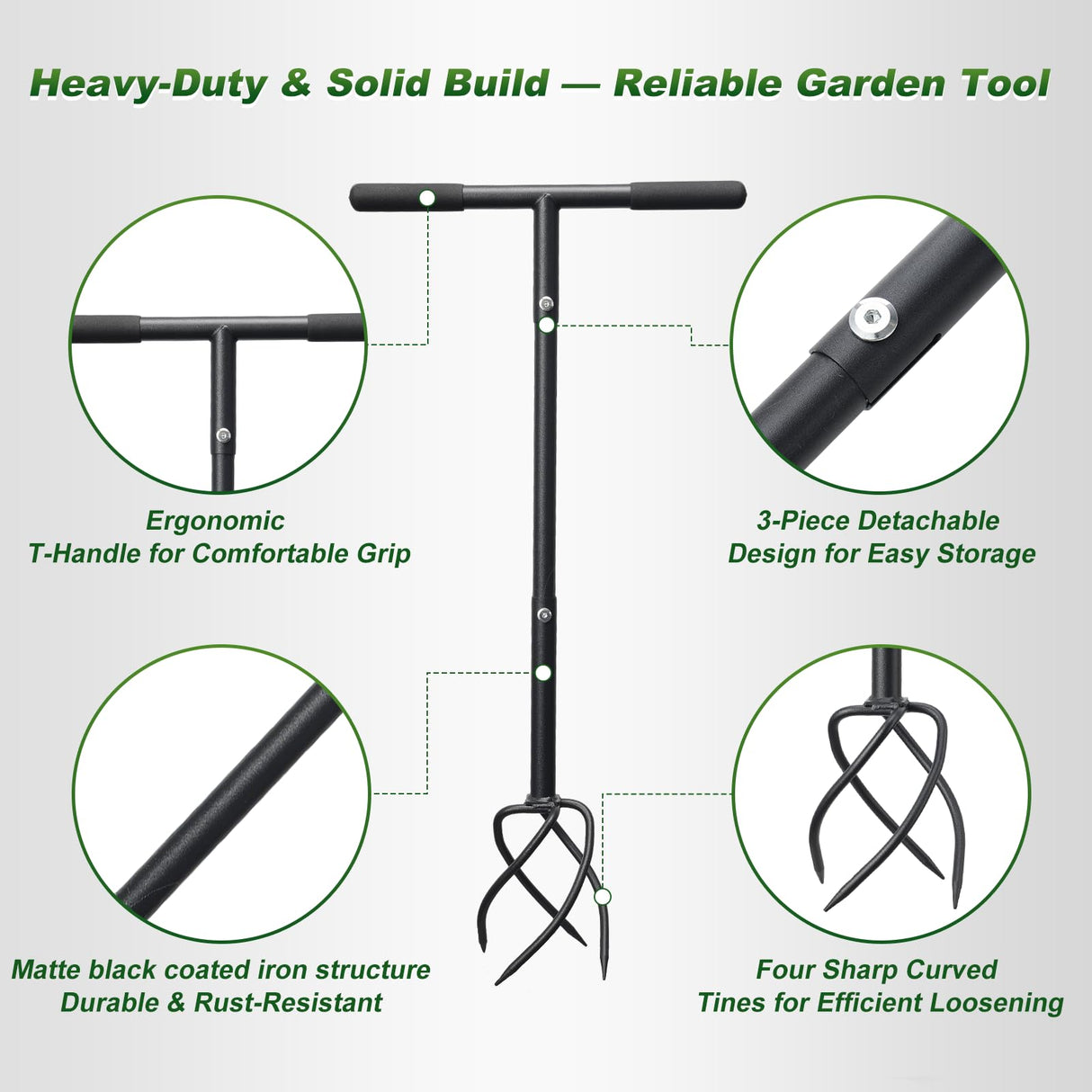 Hand Tiller Garden Tool 3 Ft Garden Claw Hand Tool Sturdy Garden Hand Tiller for Gardening Labor Saving Twist Tiller for Soil Tillage, Weed Control Lawn Aeration