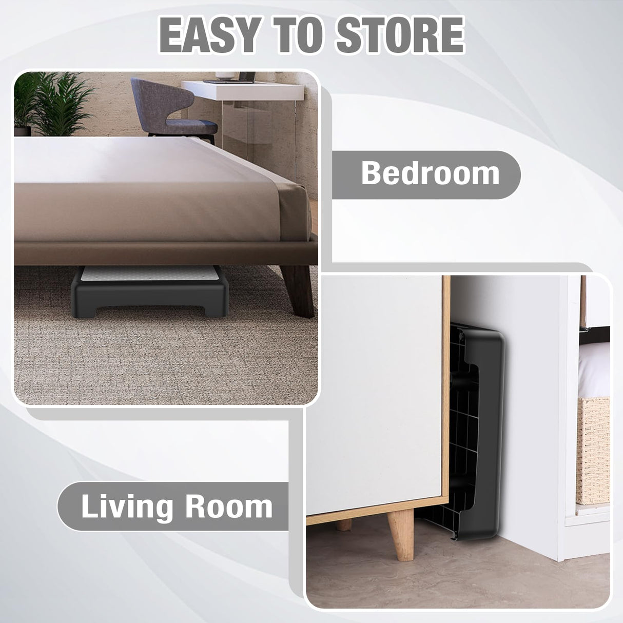 HBTower Step Stool, Mobility Step Stool for Adults & Seniors, Non-Slip Step Platform Indoor and Outdoor, Portable Step Riser, Safety Step for Car, Bedside, Office, Shower, Stairs, Grey