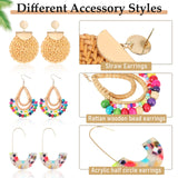 Hicarer 6 Pair Boho Rattan Earrings for Women,Cute Series