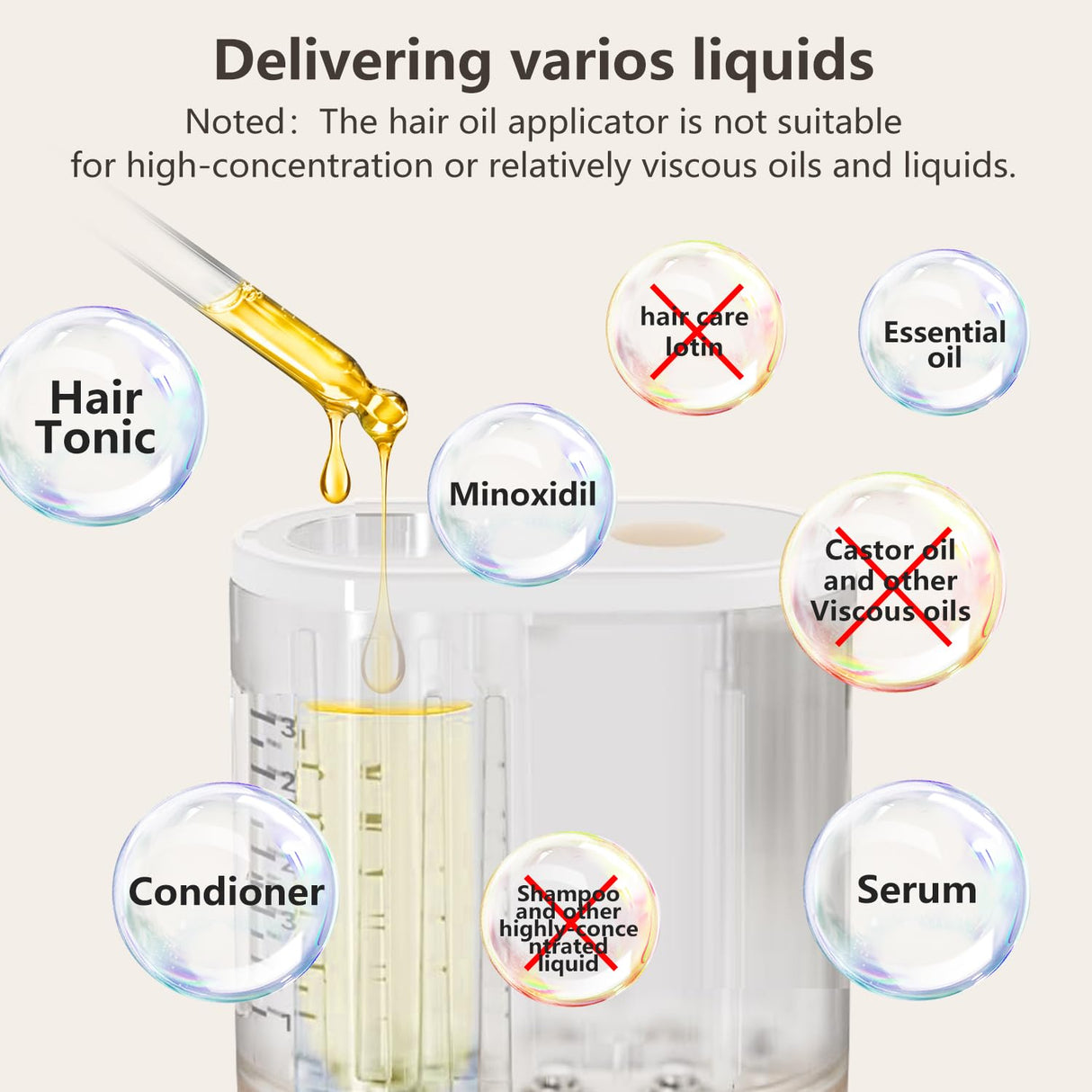 HUAYULINK Electric Hair Oil Applicator and Scalp Massager 2 in 1,Scalp Applicator Brush,Scalp Oil Applicator for Hair,Not Suitable for high Concentration and Viscous Oils