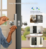 Veise KS03 Keypad Door Knob Lock, Keyless Entry Digital Lock with Handle, Electronic Smart Knob for Front Door & Bedroom, Easy Install, Auto Lock, Passage Mode, Anti-Peeping Password, Satin Nickel