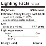 BUBO A19 LED Light Bulbs, 40 Watt Equivalent LED Bulbs, Soft White 2700K, 550 Lumens, E26 Standard Base, Non-Dimmable, 5W Soft White LED Bulbs for Bedroom Living Room Home Office, 24 Pack