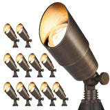 Gardencoin Solid Brass Outdoor Landscape Spotlights, 12V LED Low Voltage Landscape Lights for Garden and Yard, Bronze Heavy Duty Up Lighting Fixture Without MR16 Bulb, 12 Pack