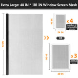 Secopad Window Screen Repair Kit, 48" x 118" Screen Door Mesh Replacement Kit, Durable Fiberglass Roll with Tools for Windows Doors Patio and Porch Replacement, Black