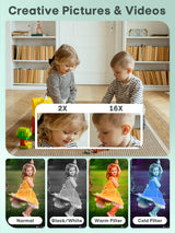 Digital Kids Camera 1080P Vlog Camera with 64GB, Lanyard, 16X Zoom Anti Shake, Card Reader 44MP Compact Portable Point Shoot Digicam for Kid Teen Girl Boy Christmas Halloween Thanksgiving(Black)