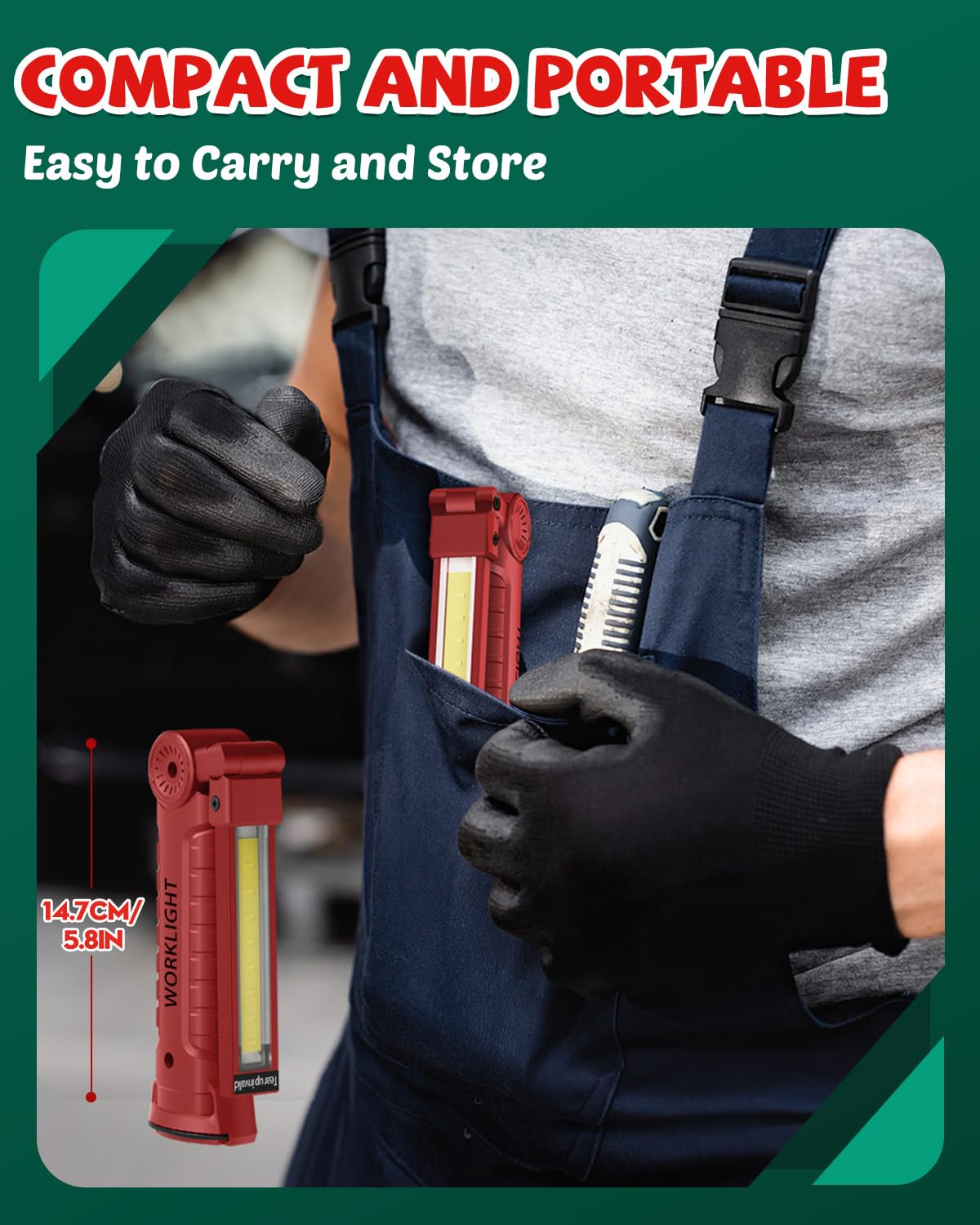Coquimbo Tools Gifts for Men Dad Husband, Rechargeable LED Work Light Grill Accessories Magnetic Flashlight with Hanging Hook 5 Modes 360° Rotate Birthday Gifts for Him Grandpa (2 Pack Red)
