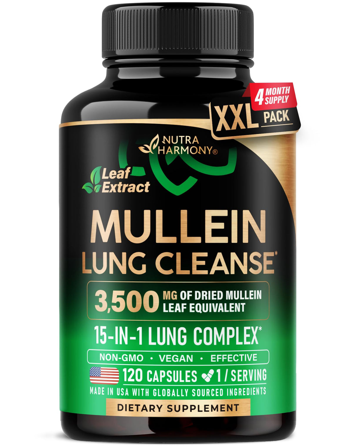 Mullein Leaf Extract for Lung Detox - Marshmallow Root | Echinacea | Oregano | Quercetin | NAC - 15-in-1 Lung Support & Cleanse for Smokers Supplement - Made in USA - As Drops, Tincture - 120 Capsules