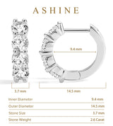 ASHINE Hoop Earrings for Women 14kt Gold Plated Small Hypoallergenic Trendy Stainless Steel Huggies Ear Rings Cartilage Piercing CZ Tiny Thick Second Hole Chunky Jewelry Everyday (White Gold,14.5mm)