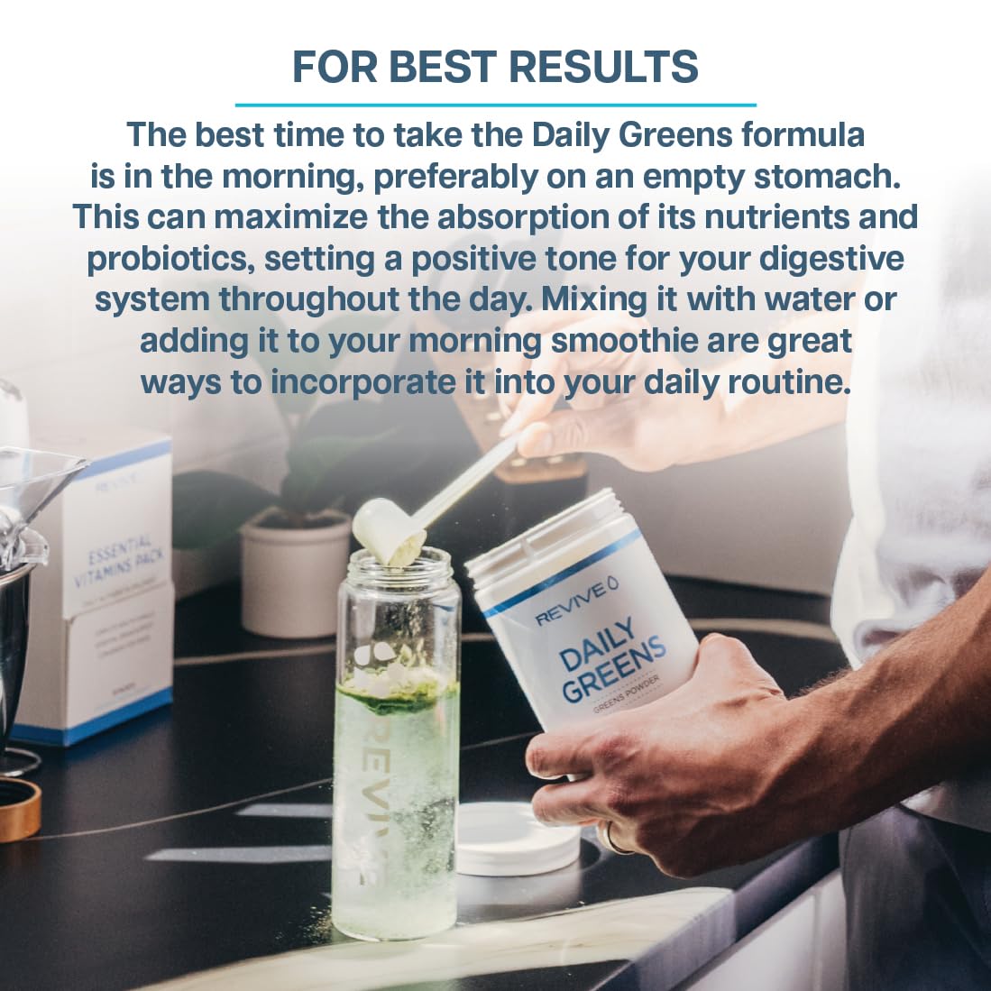 Revive MD Daily Green Powder Superfood (Fresh Berry) - Supergreens Powder to Support Energy Levels - Green Juice That Improves Fiber Intake - Vegetable Supports Digestion and Gut Health