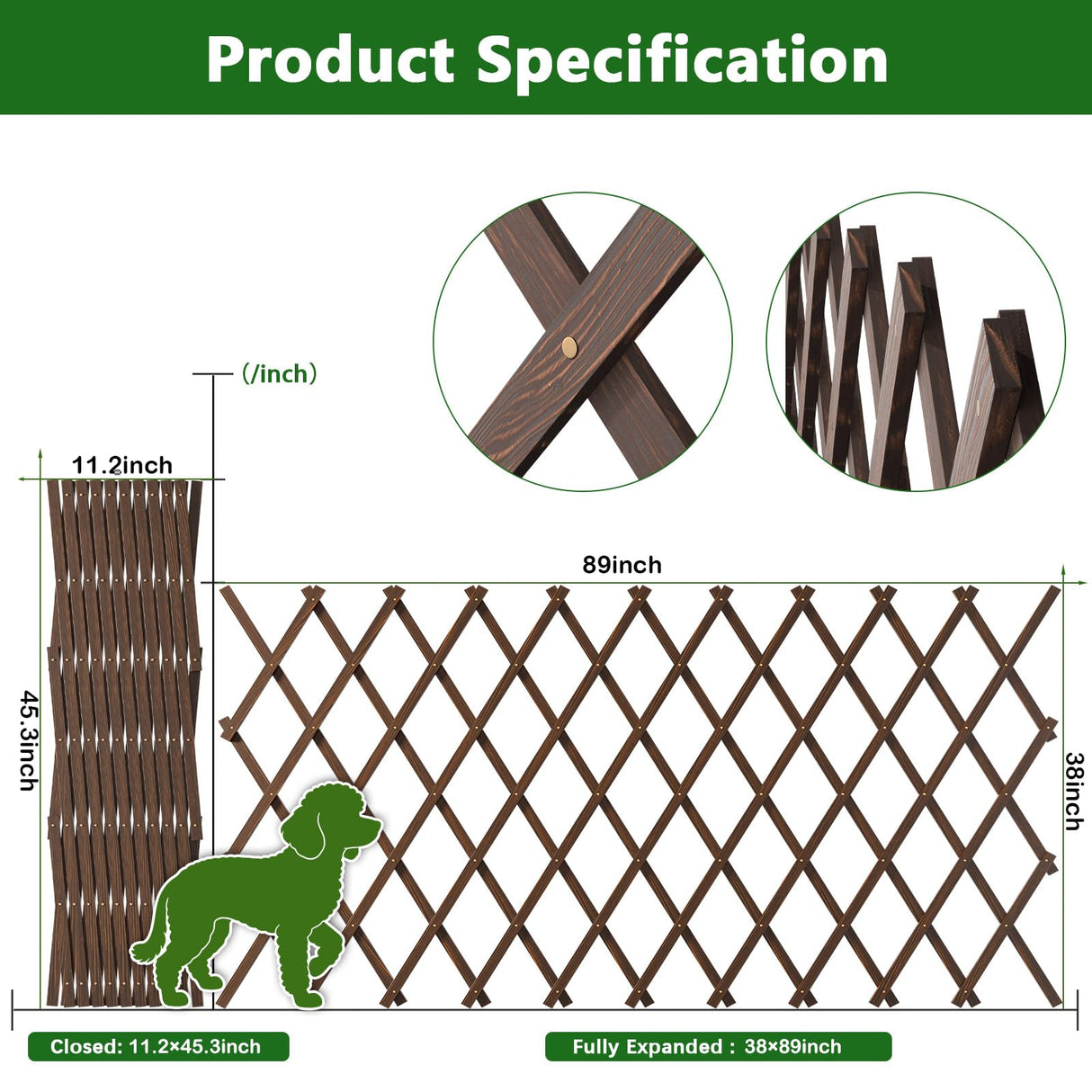 2 PCS Expandable Garden Trellis, 38" x 89" Trellis for Climbing Plants Outdoor, Wooden Lattice Fence Wall Panel Lattice Panels for Outside, for Climbing Plants Vine Ivy Rose Cucumbers Clematis（2PC）