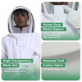 ANDES Sting Proof Bee Suit with Gloves & Fencing Veil, L(Fits 5'7"-5'11")