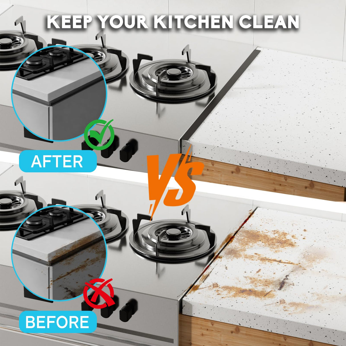 Stove Gap Covers - 2 Pack Stainless Steel Stove Gap Filler, Heat Resistant Oven Gap Filler - Length 23.4" Width 0.79", Spring Clip Design Non-Slip Stove Guard Between Stove Top & Counter - Black