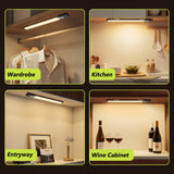 Mpotmiy 6 Pack 10" Under Cabinet Lights with Digital Display,52 LED Rechargeable Motion Sensor Light Indoor,3 Color Temperatures, Magnetic Dimmable Closet Lights, Under Counter Light for Kitchen