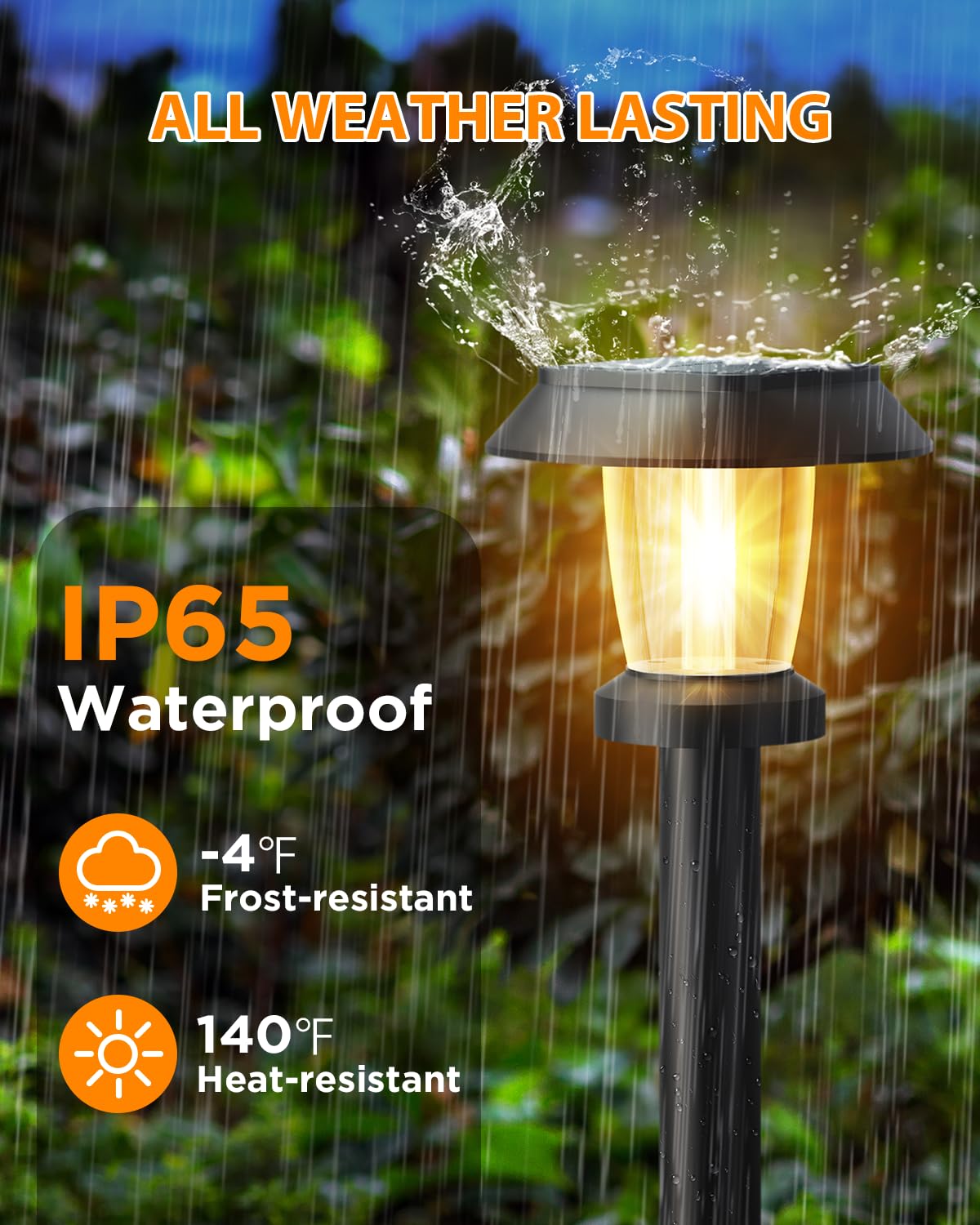 Pywut Solar Pathway Lights Outdoor - 8 Pack Solar Powered Garden Lights Waterproof IP65, Decor Landscape Lighting with Three Lighting Modes for Yard, Lawn, Walkway, Driveway, Warm White