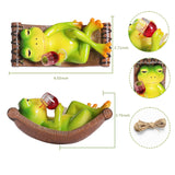 NINIPAPA Frog Garden Decor Outdoor Hanging Frog Wine Statue for Fall Yard Patio Party Decoration, Cute Swing Frog Decor Figurines, Gifts for Mom Dad on Birthday, Valentine's Day Housewarming