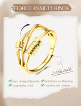 MILACOLATO 14K Gold Plated 9Pcs Fidget Ring for Women Anxiety Ring Set