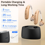 Hearing Aids for Seniors, Hearing Aids Rechargeable with Noise Cancelling and Volume Control, Hearing Amplifier for Adults Hearing Loss, Portable Behind-the-Ear Hearing Aid Headphones (colour of skin)