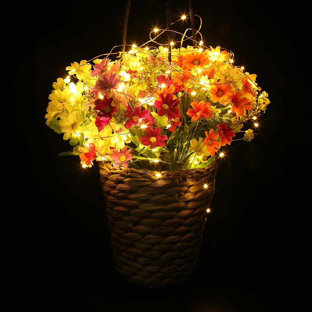 GDEALER 4 Pack 16.4 Feet 50 Led Fairy Lights Battery Operated with Remote Control Timer Waterproof Copper Wire Twinkle String Lights for Christmas Bedroom Indoor Outdoor Wedding Dorm Decor Warm White