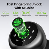 GHome Smart Fingerprint Door Lock, 4 in 1 Smart Fingerprint Door Knob with Keypad, App Control, Auto Lock, Biometric Door Knob with Lock for Bedroom, Apartment, Garage, Home & Office
