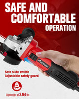 AVID POWER Angle Grinder, 7.5-Amp 4-1/2 inch Electric Grinder Power Tools with Grinding and Cutting Wheels, Flap Disc and Auxiliary Handle for Cutting, Grinding, Polishing and Rust Removal - Red