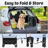 Wagons Carts Foldable, 280 Lbs with Adjustable Handle, Black Lightweight Portable, Collapsible Wagon for Beach Trip, Camping, Shopping, Sports, Travel, Picnic and Grocery (Dark Black)