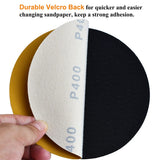Aiyard 6-Inch No-Hole Hook and Loop Sanding Discs 400-Grit, Random Orbital Sandpaper for Automotive and Woodworking, 100-Pack