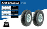 KASTFORCE KF4003 Twin Pack 10-Inch Solid Rubber Tire Wheels Replacement 3.00-4 Tires Wheels Flat Free with 5/8" Bearings 2.15" Offset Hub Perfect for Hand Truck Wheelbarrow Garden Cart Non-Flat