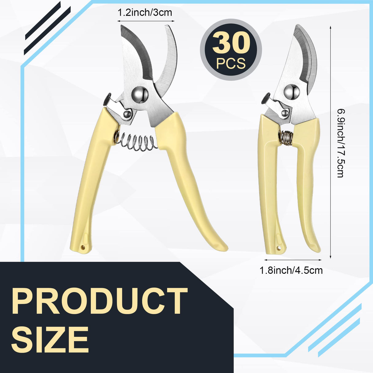 Chumia 30 Garden Flower Shears Pruning Scissors Heavy Duty Plant Scissors Trimming Garden Clippers Hand Tree Pruner for Yard Gardening Plants Hedge Flower Tree Cutting Secateurs (Beige)