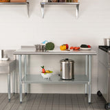 HARDURA Stainless Steel Prep & Work Table 30 x 60 Inches NSF Heavy Duty Commercial with Undershelf and Backsplash, Galvanized Legs for Commercial Food Prep