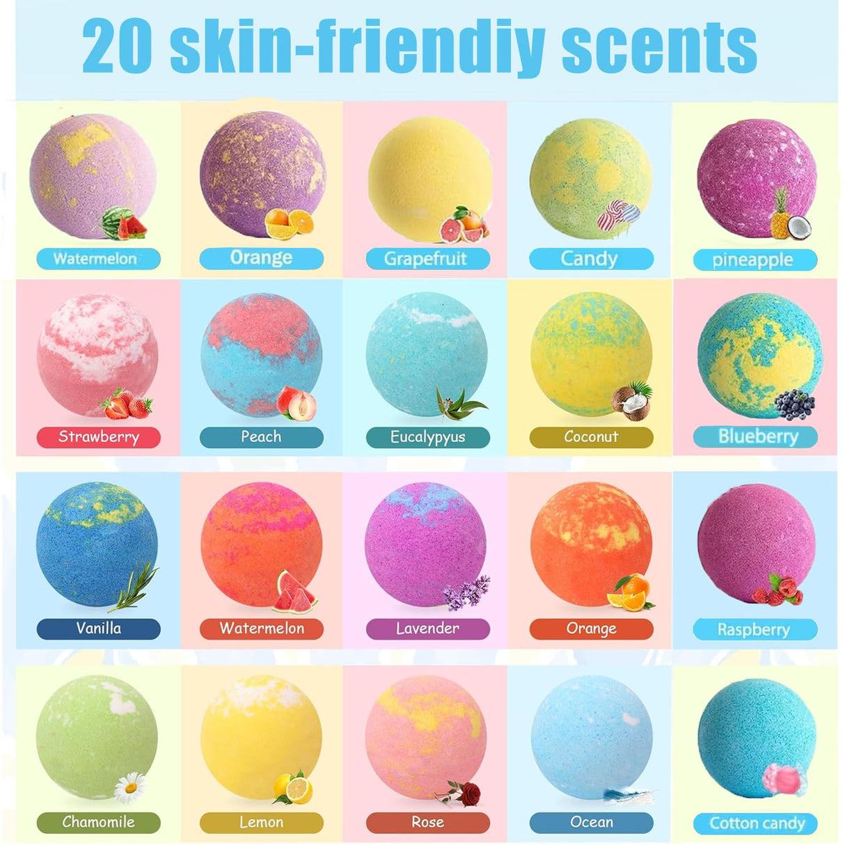 Bath Bombs for Kids with Surprise Inside for Girls Boys Toddlers, 20 Pack Organic Kids Bath Bombs with Surprise Inside, Kids Safe Handmade Bubble Bath Fizzies, Ideal Birthday Christmas Gift Set