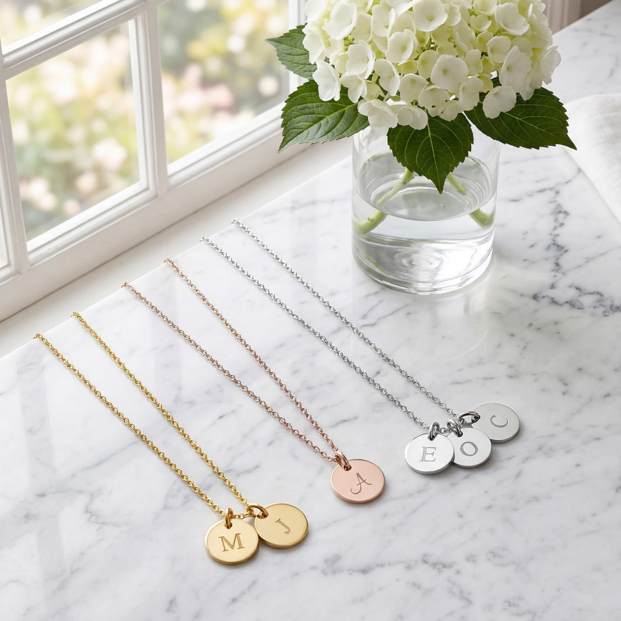 Personalized Initial Necklace for Women, Mom, 18k Plated Gold, Silver, Rose