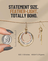 SPUNKYsoul 3 Circle Earrings for Women - Handmade, Lightweight 2-Inch Dangle - Bohemian Earrings - Trendy, Vintage, Unique Jewelry - Ideal for Weddings & Gifting - 3-toned(Gold, Silver, Copper)