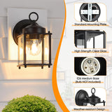 MATAMEYE Outdoor Wall Lantern, Exterior Waterproof Wall Sconce Light Fixtures, Black Front Door Wall Lighting with Clear Beveled Glass Shade, 2 Pack