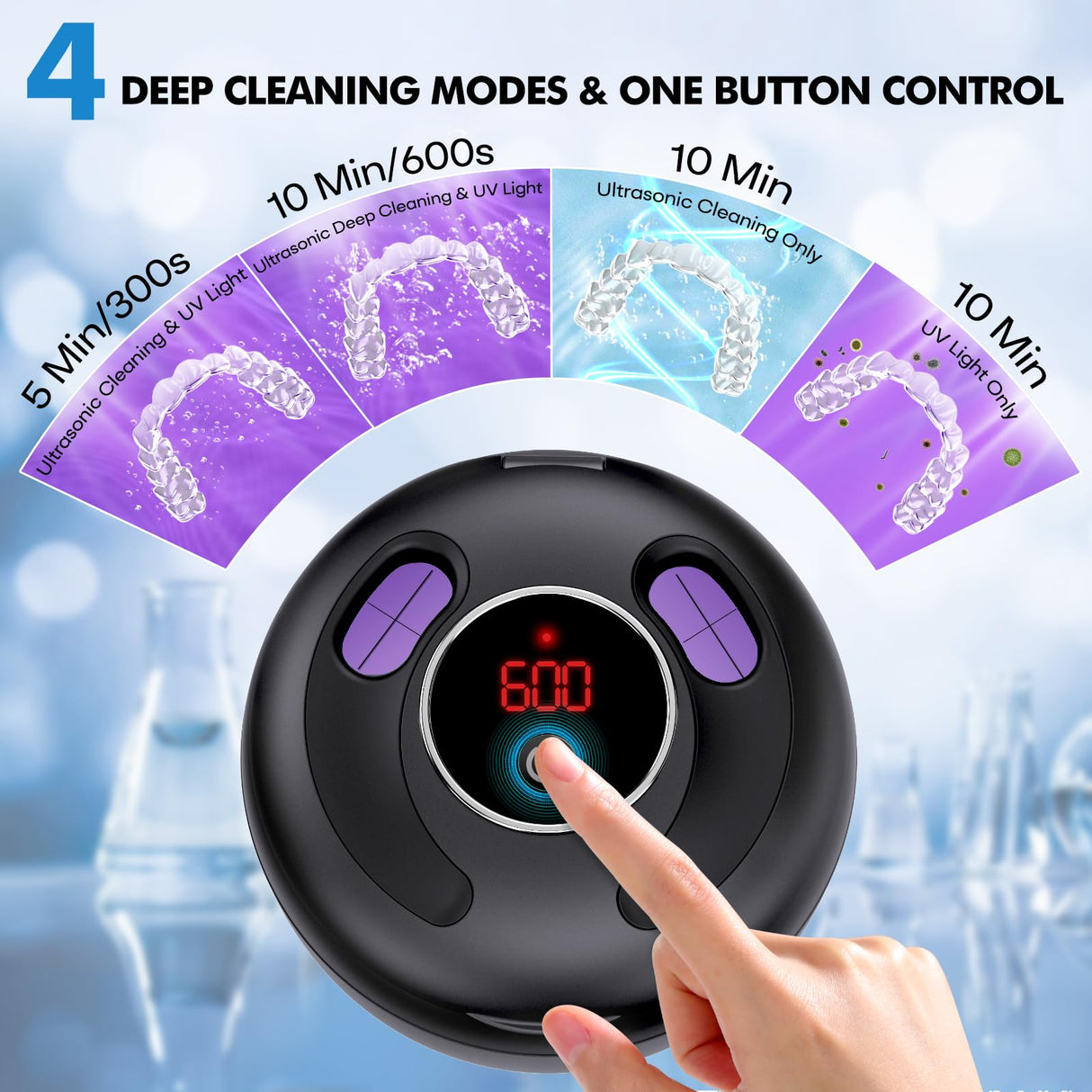 Upgraded Ultrasonic Retainer Cleaner Machine, 45kHz Ultrasonic Dentures Cleaner for Night Guards, Braces, Aligner, Toothbrush, Jewelry and More, 200ML Capacity, Black