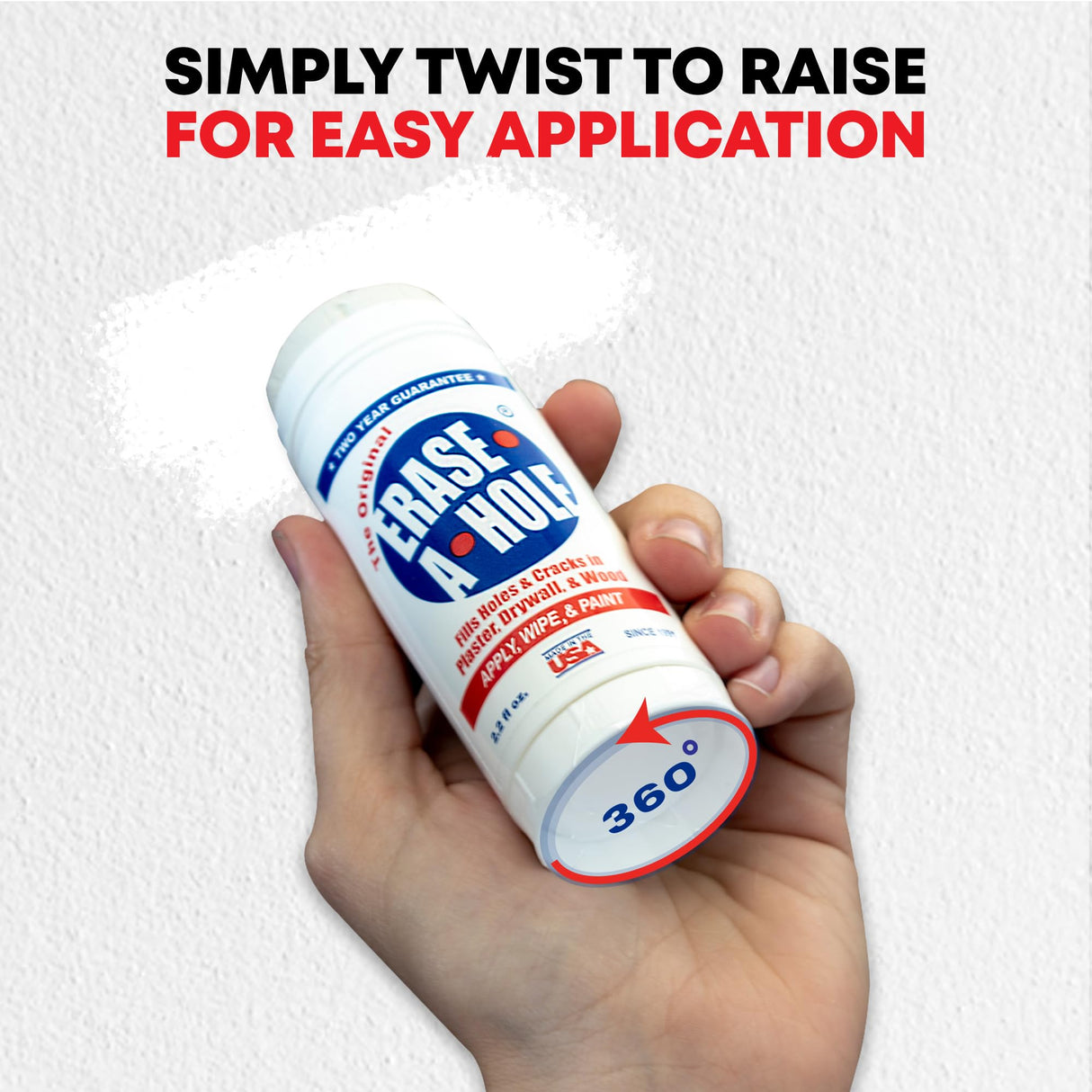 Erase-A-Hole Wall Repair Stick – Quick-Dry Nail & Screw Hole Filler for Drywall, Wood & Plaster – No Sand Spackle Alternative, Paintable Putty, 4.5 oz