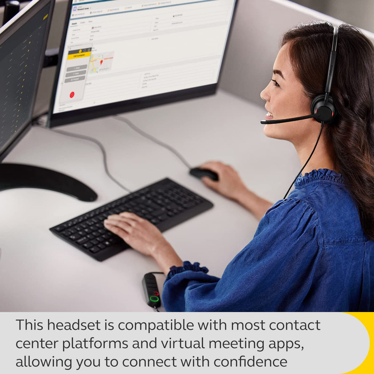 Jabra Engage 40 Wired Mono Headset - Noise-Cancelling 2-Mic Technology and USB-A Cable, Ultra-Lightweight - Works with All Leading Unified Communications Platforms Such As Zoom, Unify - Black