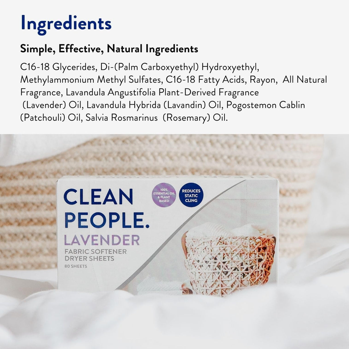 The Clean People Fabric Softener Sheets - Dryer Sheets - Softens & Removes Static Cling - Vegan Laundry Softener, Essential Oils - Lavender 240 Pack