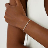 TOPCRED 925 Sterling Silver 3mm Figaro Chain Bracelet for Women 7 Inches