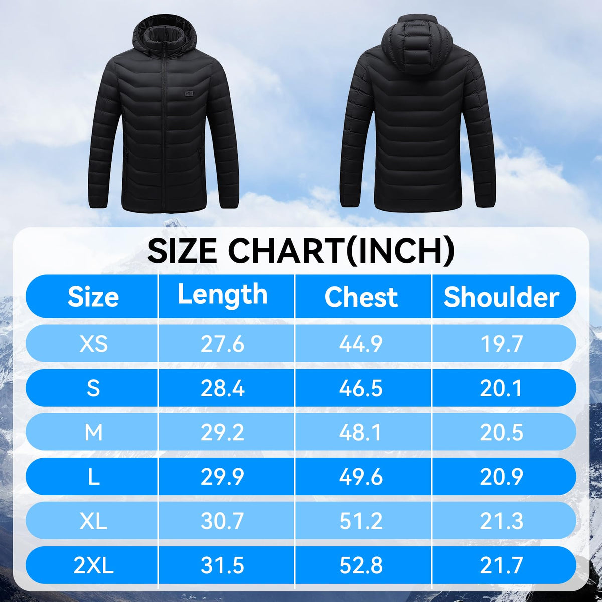 CHANGEOWN Heated Jackets for Women & Men, Dual-Control 15 Heating Zones Unisex Heating Jacket Coat with Battery, 3 Heating Levels Windproof & Waterproof Heating Jacket for Winter Outdoor, Medium
