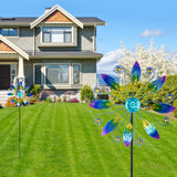VEWOSTAR Metal Wind Spinners Outdoor 10” Dia Wind Spinners for Yard and Garden Kinetic Windmill Waterproof Wind Sculptures & Spinners for Patio Lawn Decor(37.8” H)