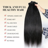 Human Hair Bundles with Closure Straight(22 24 26+20,Free Part) Closure with 3 Bundles Brazilian Virgin Hair 16A Extensions with Pre Plucked with Baby Hair 4X4 HD Lace Closure Natural Black Color