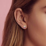 EVEVIC Austrian Crystal Cube Stud Earrings for Women