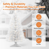 Santanelo 4ft Lighted Artificial White Christmas Tree with Light, Small Artificial Xmas Tree, Not Pre-lit White Pine mini Trees with Lights for Home, Office, and Xmas Party Décor