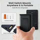 SURAIELEC Wireless Light Switch and Receiver Kit Black, 15A High Power, No Wiring No Interference, 100ft Range, Expandable Remote Control Wall Switches for Lamp, Ceiling Light, Fan, Outdoor Lighting